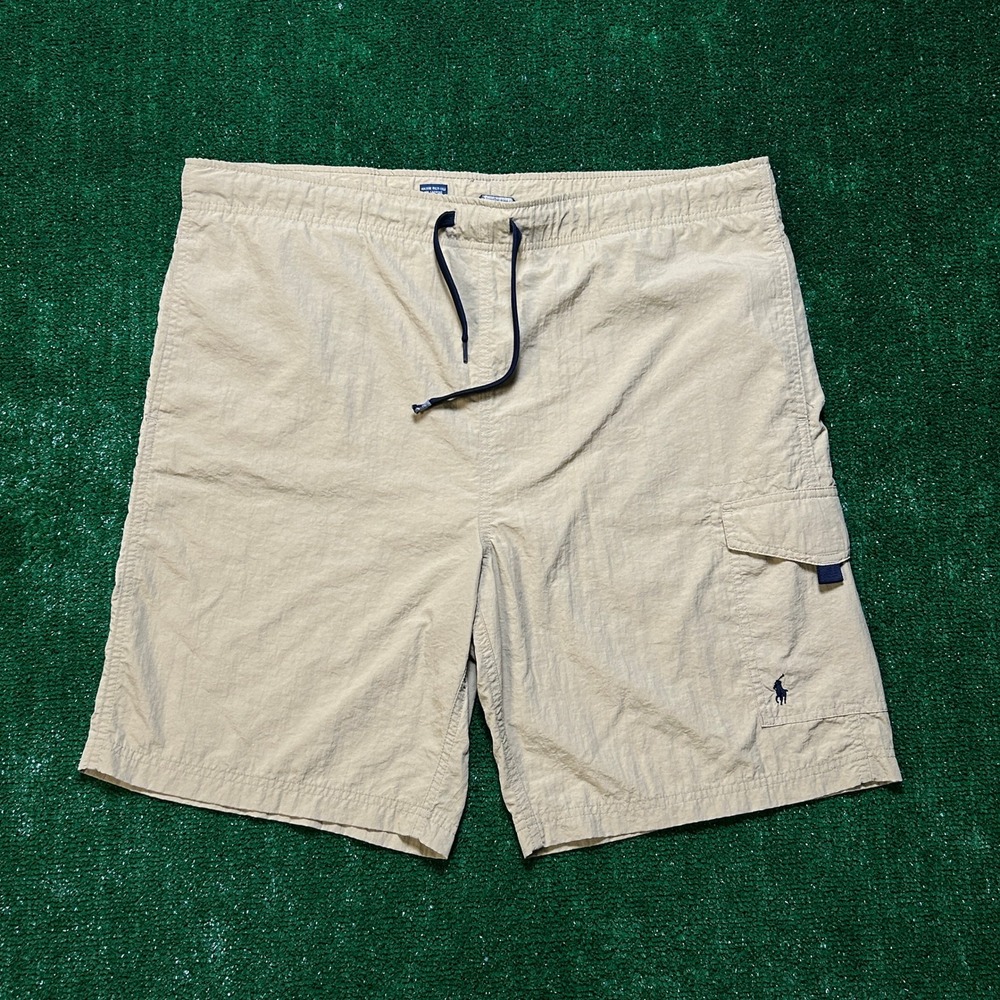 Vintage 90s Polo Ralph Lauren Cargo Swim Trunks Shorts Tan Medium
